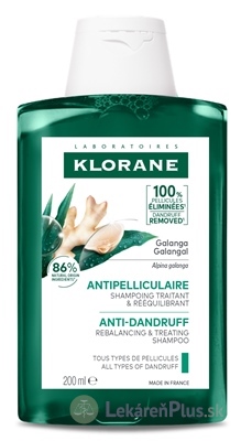 KLORANE ŠAMPÓN proti lupinám s galangalom obnovujúci a ošetrujúci, na všetky typy lupín 1x200 ml