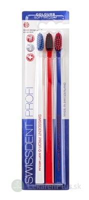 SWISSDENT PROFI Colours Soft-Medium zubná kefka (2+1 zadarmo) 1x3 ks