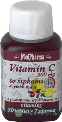 MedPharma VITAMÍN C 500MG so šípkami tbl (s postupným uvoľňovaním) 30+7 zadarmo (37 ks)