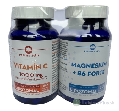 Pharma Activ MAGNESIUM+B6 FORTE+ Vitamín C 1000 mg cps 60 ks + cps 60 ks, lipozomálne, 1x1 set