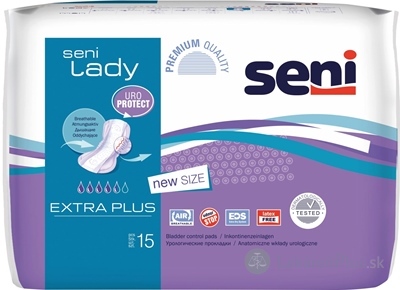 Seni Lady EXTRA PLUS Vložky inkontinenčné, rozmer 15x33 cm, savost 590 ml, 1x15 ks