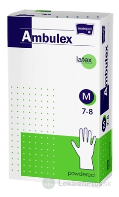 Ambulex rukavice LATEX veľ. M, nesterilné, pudrované 1x100 ks