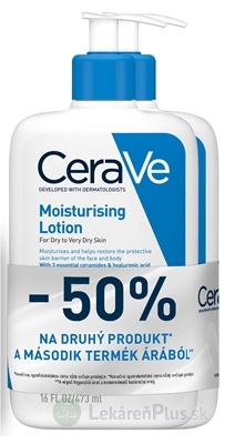 CeraVe HYDRATAČNÉ MLIEKO DUOPACK na suchú až veľmi suchú pokožku (50 % zľava na 2. produkt) 2x473 ml