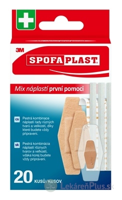 3M SPOFAPLAST č.607 Náplasti prvej pomoci mix veľkostí a druhov 1x20 ks