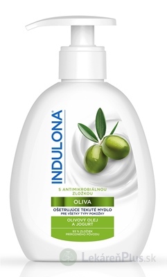 INDULONA Tekuté mydlo OLIVA ošetrujúce, na ruky, s antimikrobiálnou zložkou 1x250 ml