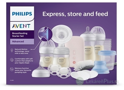 AVENT Elektr. ODSÁVAČKA MLIEKA Advanced sada (SCD340/31)(odsávačka Natural Motion+3ks fľaša+5ks Via poharik+2ks cumlíky+kefa)1x1set
