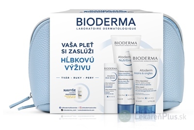BIODERMA Atoderm darčekový balík - suchá pokožka Nutritive krém 40ml + krém na ruky 50ml + tyčinka na pery 4g + vzorka Photoderm XDefense, 1x1 set