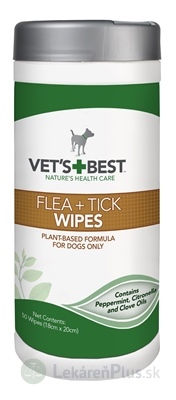VET´S+BEST FLEA & TICK WIPES vlhčené utierky proti blchám a kliešťom 1x50 ks