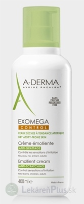 A-DERMA EXOMEGA CONTROL Emolienčný KRÉM suchá koža 1x400 ml