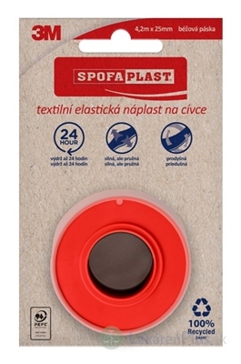 3M SPOFAPLAST č.132N Textilná elastická náplasť 4,2 m x 2,5 cm, béžová, na cievke 1x1 ks