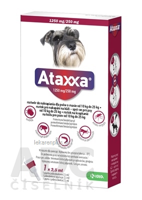 Ataxxa 1250 mg/250 mg (psy od 10 kg do 25 kg) sol 1x2,5 ml