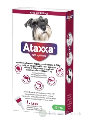 Ataxxa 1250 mg/250 mg (psy od 10 kg do 25 kg) sol 1x2,5 ml