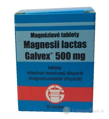 Magnesii lactas Galvex 500 mg tbl 0,5 g (obal PE) 1x50 ks