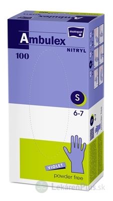Ambulex NITRYL Vyšetrovacie a ochranné rukavice veľ. S, fialové, nitrilové, nesterilné, nepudrované, 1x100 ks