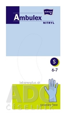 Ambulex rukavice NITRYL veľ. S, modré, nesterilné, nepudrované, 1x100 ks