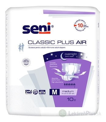 Seni CLASSIC PLUS AIR Medium M plienkové nohavičky (obvod pása 75-110 cm, savosť 2800 ml) 1x10 ks