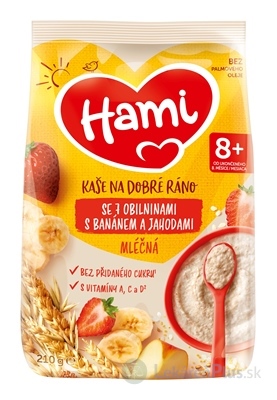 Hami mliečna kaša so 7 obilninami na dobré ráno s banánom a jahodami (od ukonč. 8. mesiaca) 1x210 g