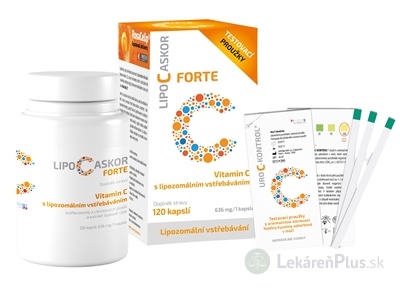 LIPO C ASKOR FORTE cps 120 ks - vitamín C s lipozomálnym vstrebávaním + testovacie prúžky, 1x1 set