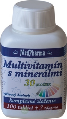 MedPharma MULTIVITAMÍN S MINERÁLMI 30 ZLOŽIEK tbl 100+7 zadarmo (107 ks)