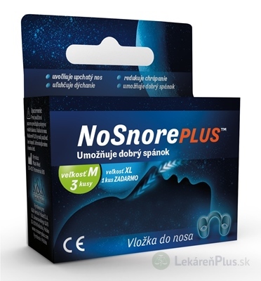 NoSnorePLUS vložka do nosa, 3x veľkosť M + zadarmo 1x veľkosť XL, 1x1 set