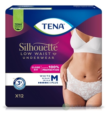 TENA Silhouette Plus Low Waist White M dámske naťahovacie inkontinenčné nohavičky 1x12 ks