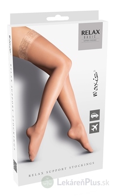 MAXIS RELAX BASIC STEHENNÉ PANČUCHY veľkosť S, s krajkou, čierne, 1x1 pár