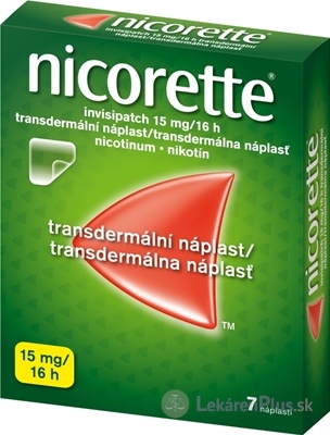 Nicorette invisipatch 15 mg/16 h transder. náplasť emp tdm (vre.koextr.cykloolef.kopolymér) 1x7 ks