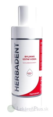 HERBADENT Professional bylinná ÚSTNA VODA s CHX s chlorhexidinom (0,12 %) 1x240 ml