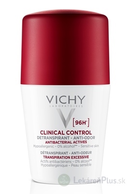 VICHY DEO CLINCAL CONTROL DETRANSPIRANT 96H detranspirant proti zápachu, roll-on 1x50 ml