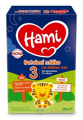 Hami 3 Batoľacie mlieko Na dobrú noc mliečna výživa v prášku (od ukonč. 12. mes.), (nová receptúra, 2023) 1x600 g