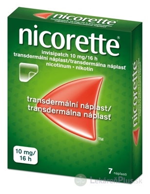 Nicorette invisipatch 10 mg/16 h transder. náplasť emp tdm (vre.koextr.cykloolef.kopolymér) 1x7 ks