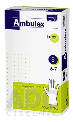 Ambulex rukavice LATEX veľ. S, nesterilné, pudrované 1x100 ks