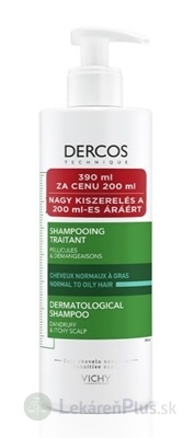 VICHY DERCOS ANTI-DANDRUFF DS šampón proti lupinám, normálne až mastné vlasy (390 ml za cenu 200 ml) (inov. 2021) 1x390 ml