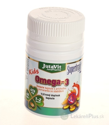JutaVit Omega-3 Kids žuvacie kapsuly s príchuťou pomaranča 1x45 ks