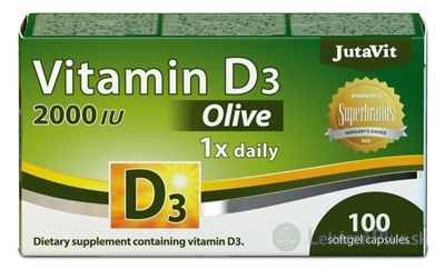 JutaVit Vitamín D3 2000 IU (50 µg) Oliva mäkké kapsuly 1x100 ks