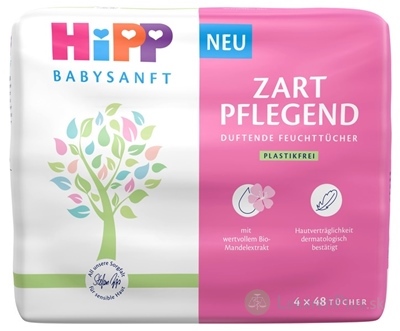 HiPP BABYSANFT Čistiace vlhčené obrúsky s bio-mandľovým olejom 4x48 ks