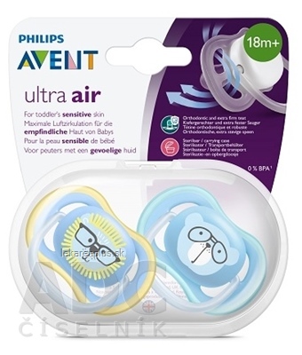AVENT CUMLÍK 18+M Ultra air Lev, chlapec na utišovanie, silikón 1x2 ks