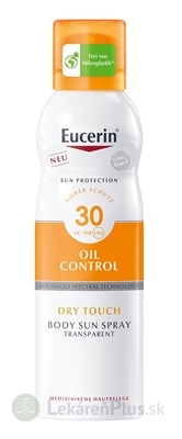 Eucerin SUN OIL CONTROL DRY TOUCH BODY SPF 30 sprej-aerosól, transparentný, na opaľovanie 1x200 ml
