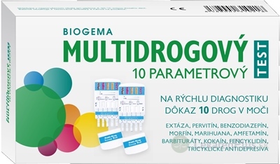 BIOGEMA MULTIDROGOVÝ TEST 10 PARAMETROVÝ na rýchlu diagnostiku 10 drog v moči 1x2 ks