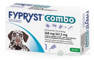 FYPRYST combo 268 mg/241,2 mg PSY 20-40 KG roztok na kvapkanie na kožu pre veľké psy (pipeta) 1x2,68 ml