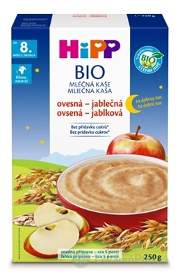 HiPP BIO MLIEČNA KAŠA Dobrú noc Ovseno-jablková (od 8. mesiaca) 1x250 g