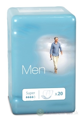 amd Men Super inkontinenčné vložky pre mužov, 21x27 cm, nasiakavosť 470 ml, 1x20 ks