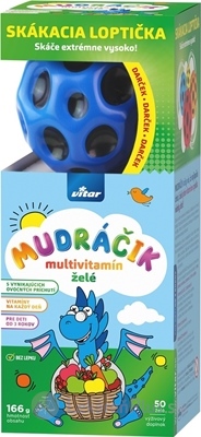 VITAR MUDRÁČIK multivitamín želé zmes príchutí 50 ks + darček: skákacia loptička, 1x1 set