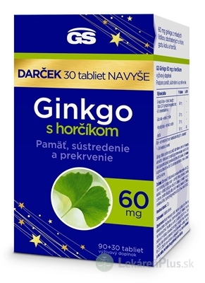 GS Ginkgo 60 mg s horčíkom Darček tbl (inov.2024) 90+30 navyše (120 ks)