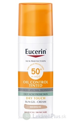 Eucerin SUN OIL CONTROL TINTED SPF 50+ MEDIUM krémový gél na opaľovanie na  tvár, tónovací-stredne tmavý 1x50 ml