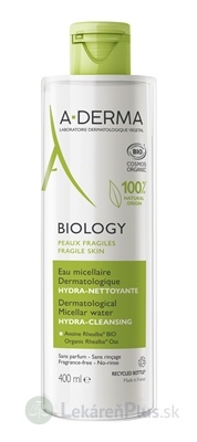 A-DERMA BIOLOGY micelárna voda HYDRATAČNÁ-ČISTIACA jemne čistí pleť, odstraňuje mejkap 1x400 ml