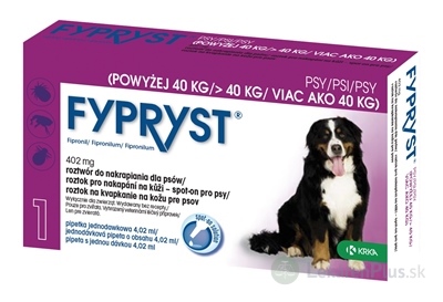 FYPRYST 402 mg PSY NAD 40 KG roztok na kvapkanie na kožu pre psov (pipeta) 1x4,02 ml