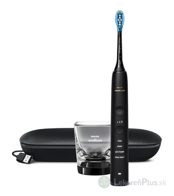 Philips Sonicare DiamondClean 9000 Black elektrická sonická zubná kefka (HX9911/09) s nabíjacím puzdrom a pohárom, čierna, 1x1 set