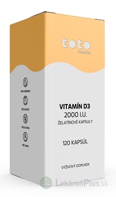 TOTO VITAMÍN D3 2000 I.U. ŽELATÍNOVÉ KAPSULY cps 1x120 ks