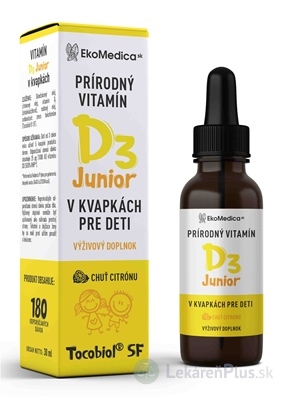 EkoMedica SK Prírodný Vitamín D3 Junior kvapky s príchuťou citrónu 1x30 ml